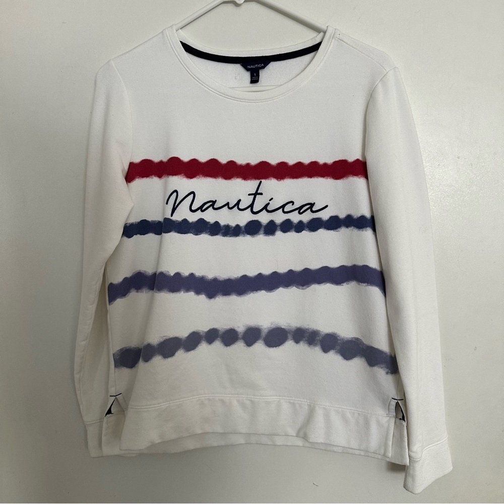 Nautica Red and Blue Long Sleeve Boxy